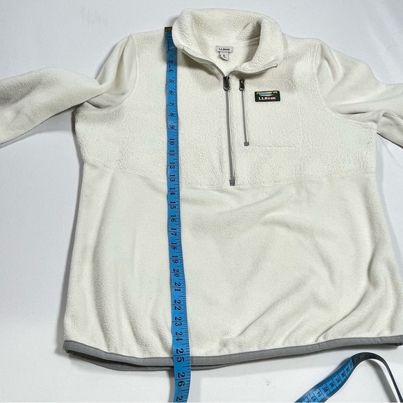 L.L. Bean Fleece Shearling 1/2 Zip Pullover Jacket Cream Women’s Medium - Picture 9 of 12